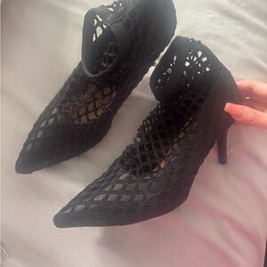 Zara Black Mesh Women's Heels